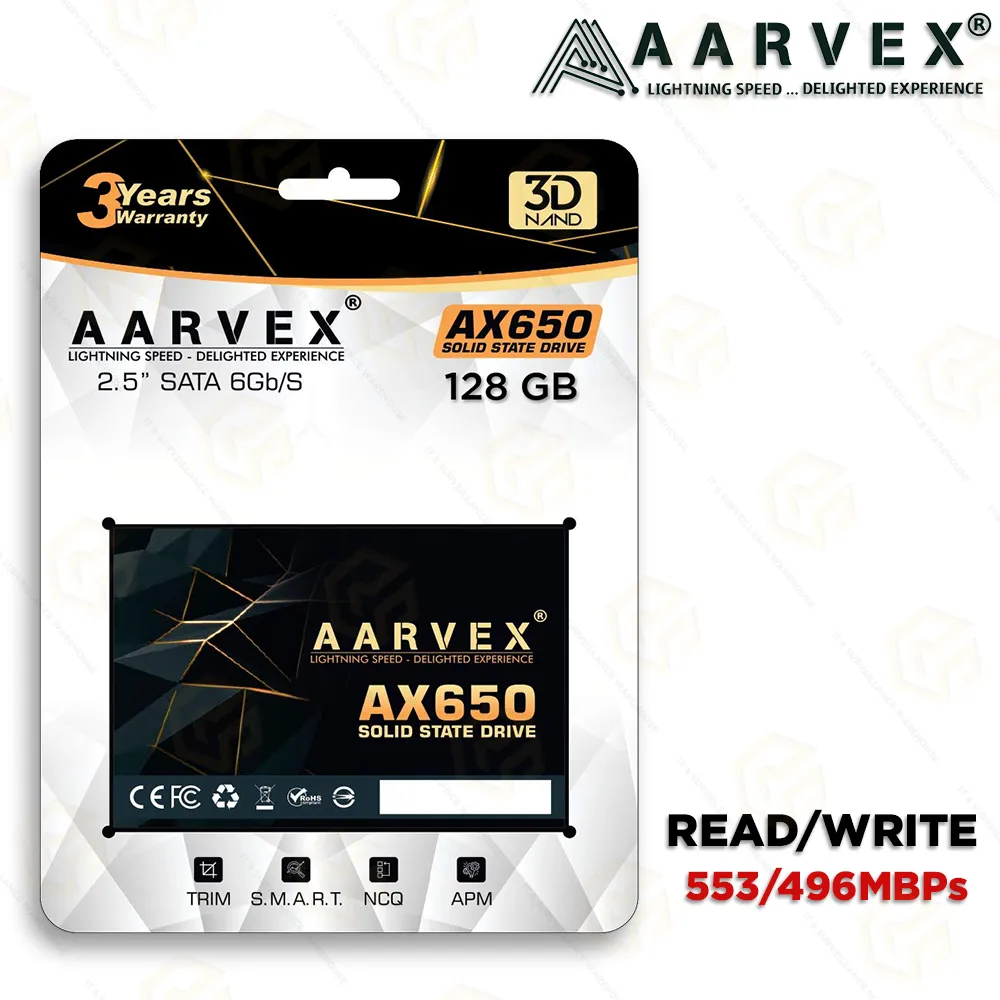 AARVEX 128GB SATA SSD AX650 | 3 YEAR