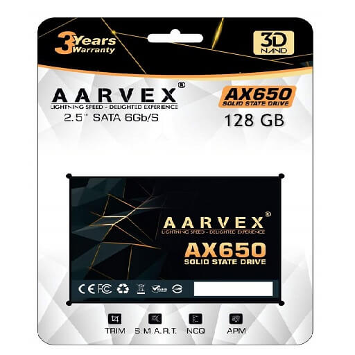 AARVEX 128GB SATA SSD AX650 | 3 YEAR