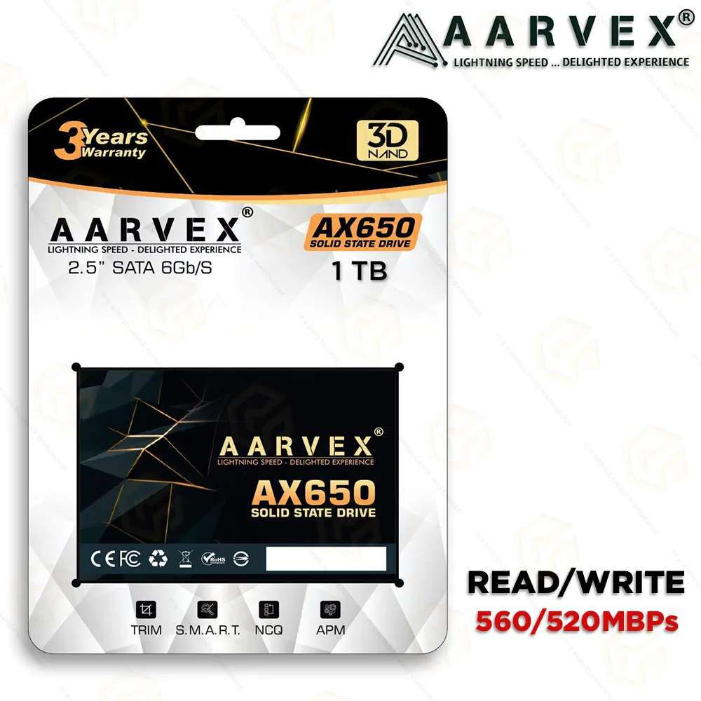 AARVEX 1TB SATA SSD AX650 (3 YEAR)