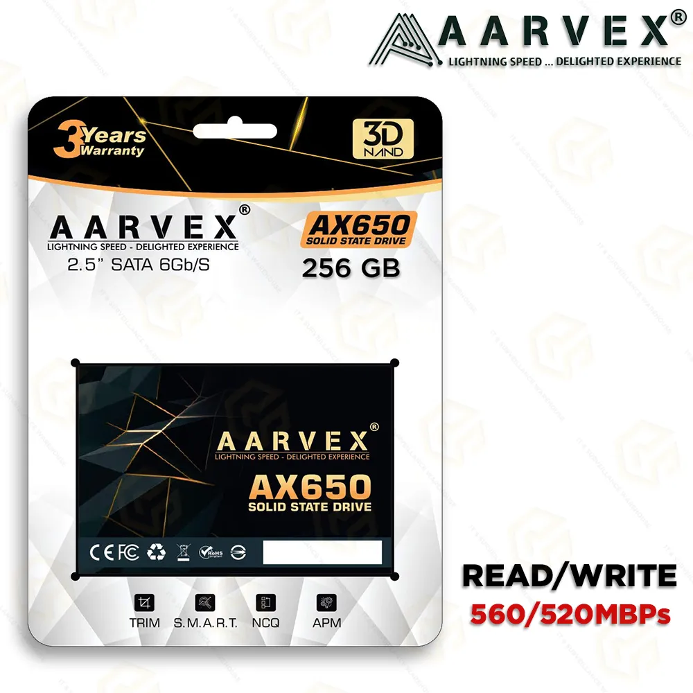 AARVEX 256GB SATA SSD AX650 (3YEAR)
