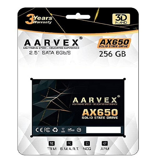AARVEX 256GB SATA SSD AX650 | 3 YEAR