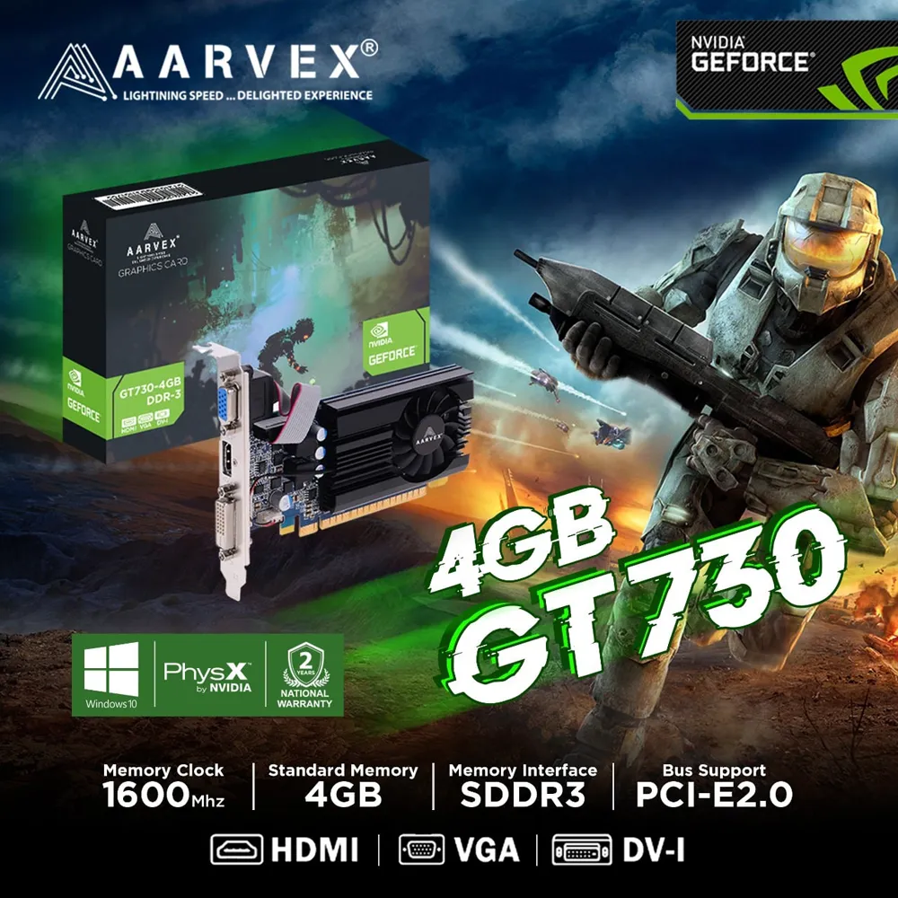 AARVEX GT730 DDR3 4GB GRAPHIC CARD | 3-YEAR