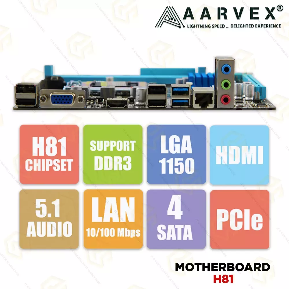 AARVEX H81 MOTHERBOARD DDR3 (2 YEAR)