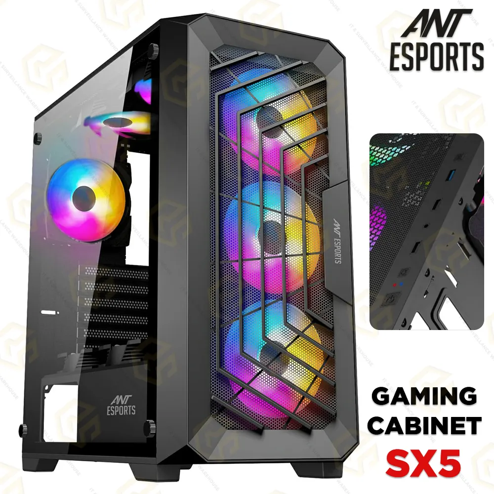 ANT ESPORTS SX5 BLACK GAMING CABINET WITHOUT SMPS