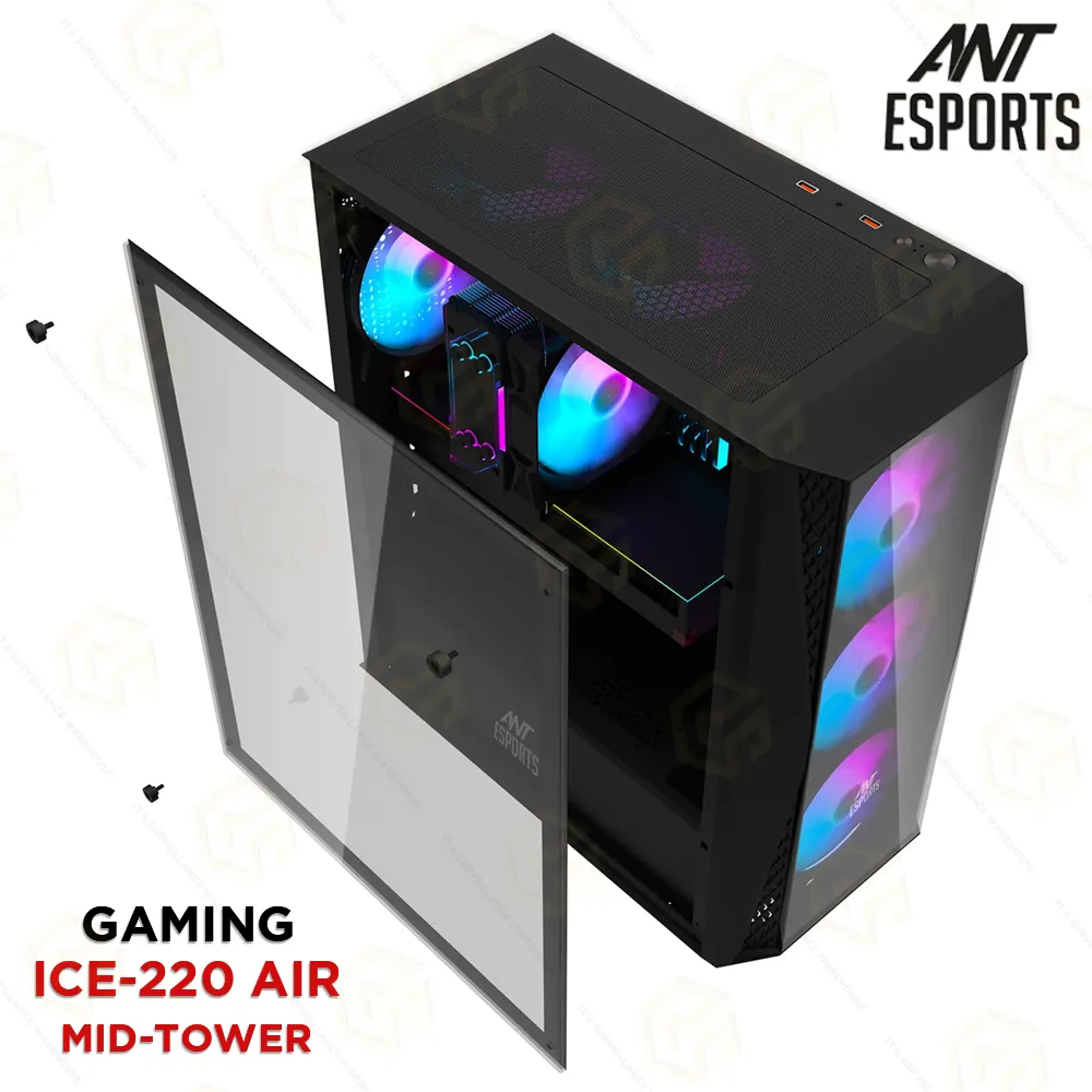 ANT ESPORTS ICE-220 AIR BLACK WITHOUT SMPS