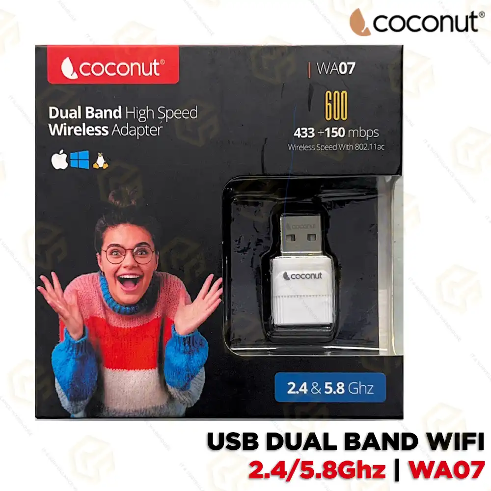 COCONUT DUAL BAND USB WIFI DEVICE WA07 (1YEAR)
