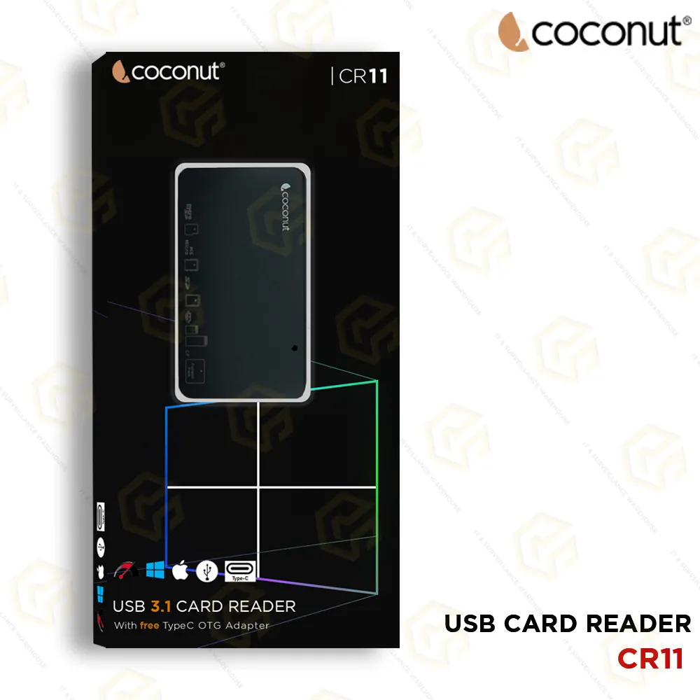 COCONUT MULTI CARD READER USB 3.1 CR11 (1YEAR)