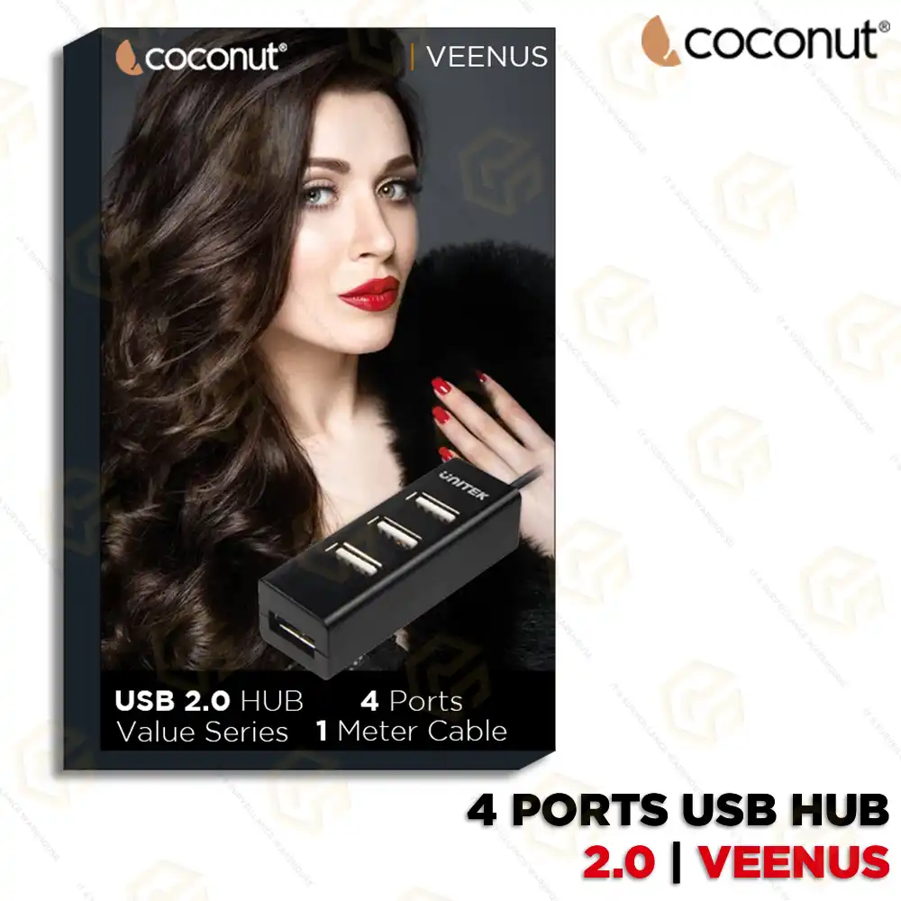 COCONUT 4 PORT USB HUB 2.0 VEENUS UH13 (1YEAR)