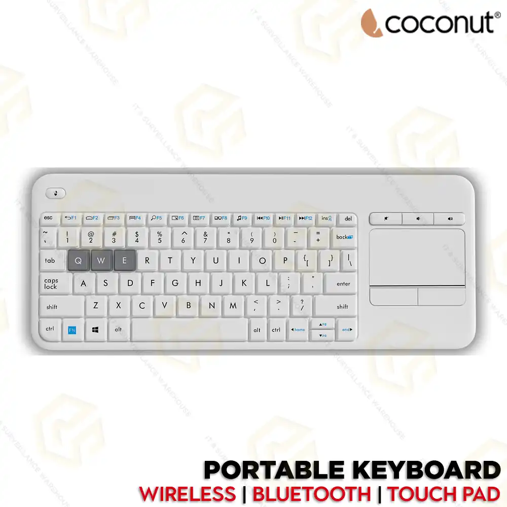COCONUT WIRELESS + BLUETOOTH WHITE KEYBOARD WITH TOUCH PAD I BRAVO 3