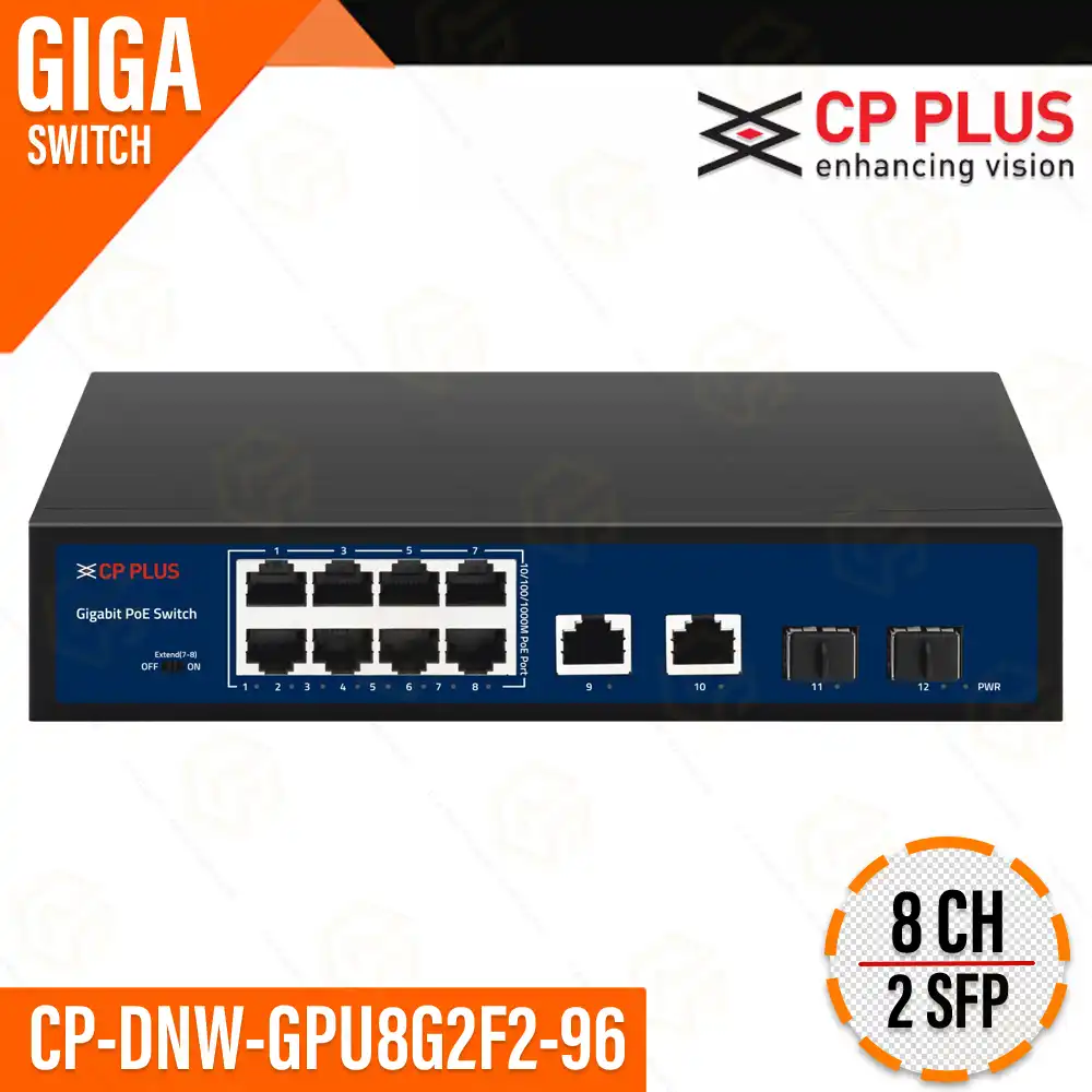 CP PLUS GPU8G2F2-96 POE SWITCH 8GIGA+2GIGA+2SFP PORT