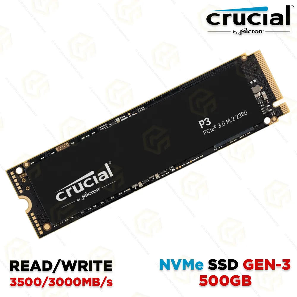 CRUCIAL 500GB P3 NVME SSD (5 YEAR)