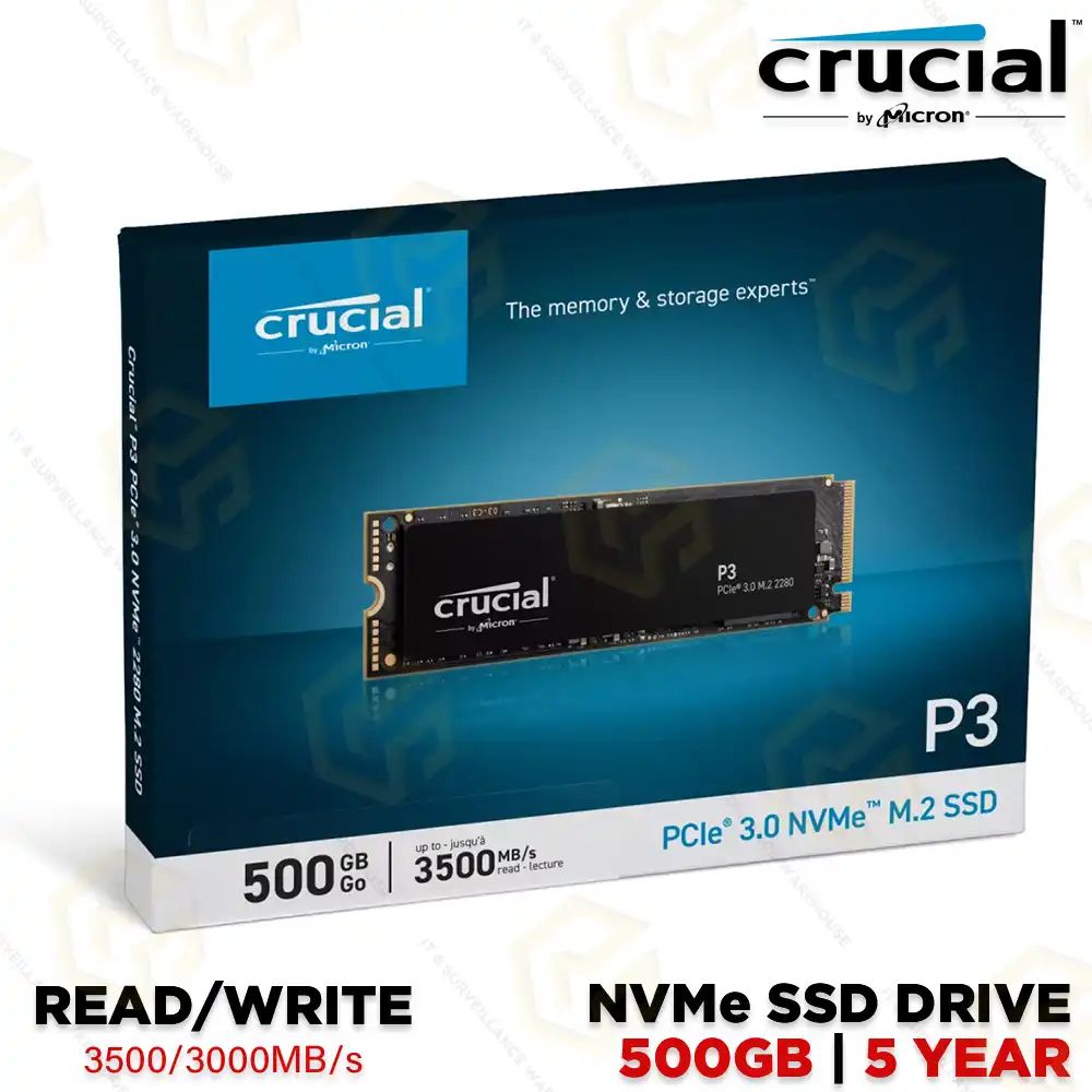 CRUCIAL 500GB P3 NVME SSD (5YEAR)