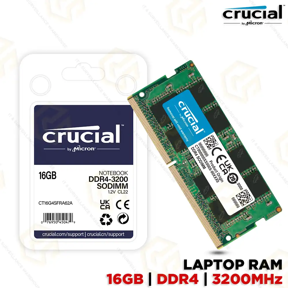 CRUCIAL LAPTOP RAM DDR4 16GB 3200MHZ (3YEAR)