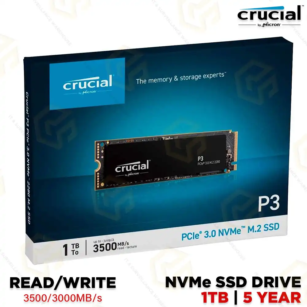 CRUCIAL P3 GEN3 1TB NVME SSD (5YEAR)
