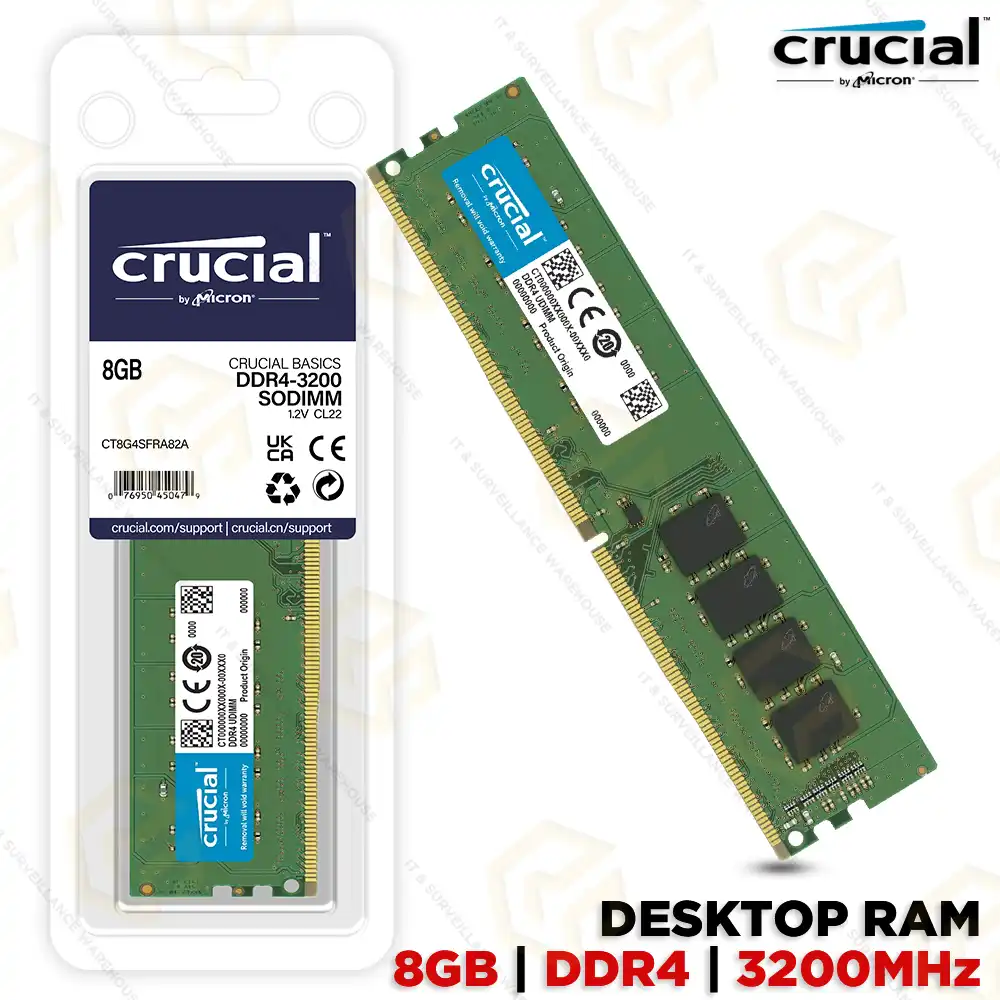 CRUCIAL PC DDR4 8GB 3200MHZ RAM (3YEAR)