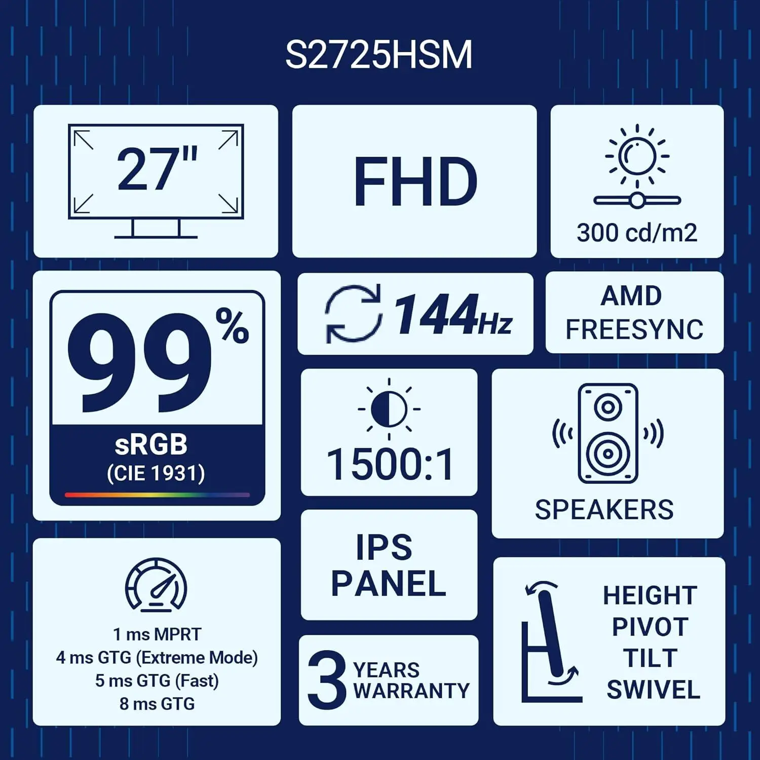 DELL S2725HSM 27INCH FULL HD IPS LED MONITOR | 144HZ | HDMI+DISPLAY PORT | SPEAKER