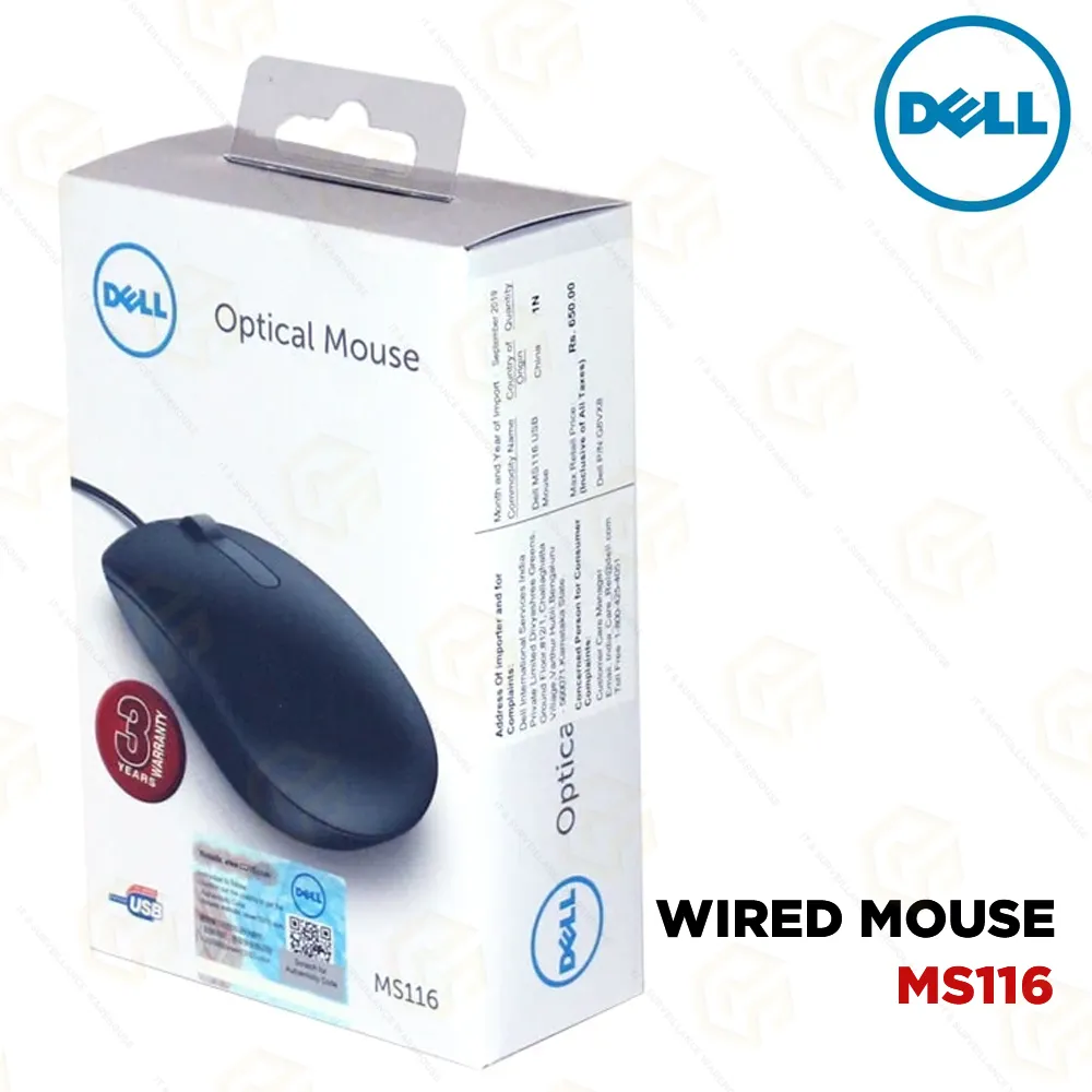 DELL USB MOUSE MS116 | 3 YEAR