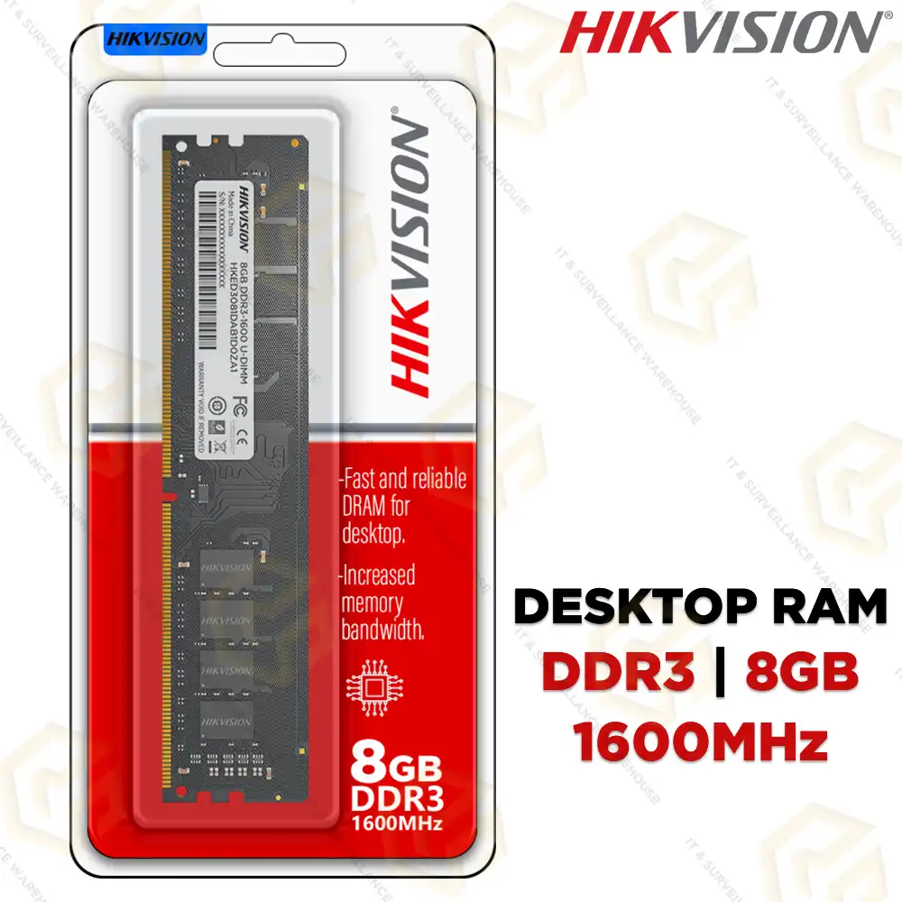 HIKVISION DDR3 8GB 1600MHZ DESKTOP RAM (3YEAR)