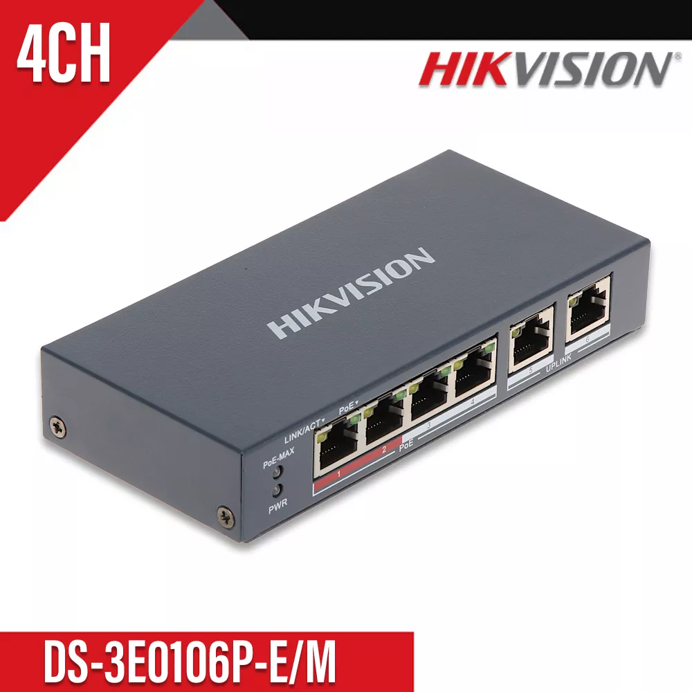 HIKVISION 100MBPS 4+2 DS-3E0106-E/M POE SWITCH (2 YEAR)
