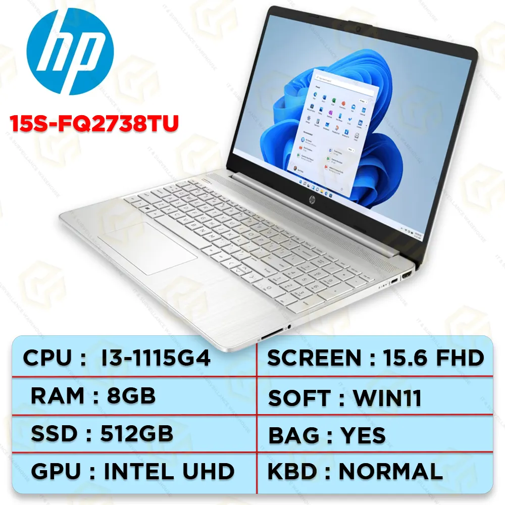 HP 15S-FQ2717TU CORE I3-11TH GEN 8GB/512GB/WIN11 MSO 2021 SILVER/BAG