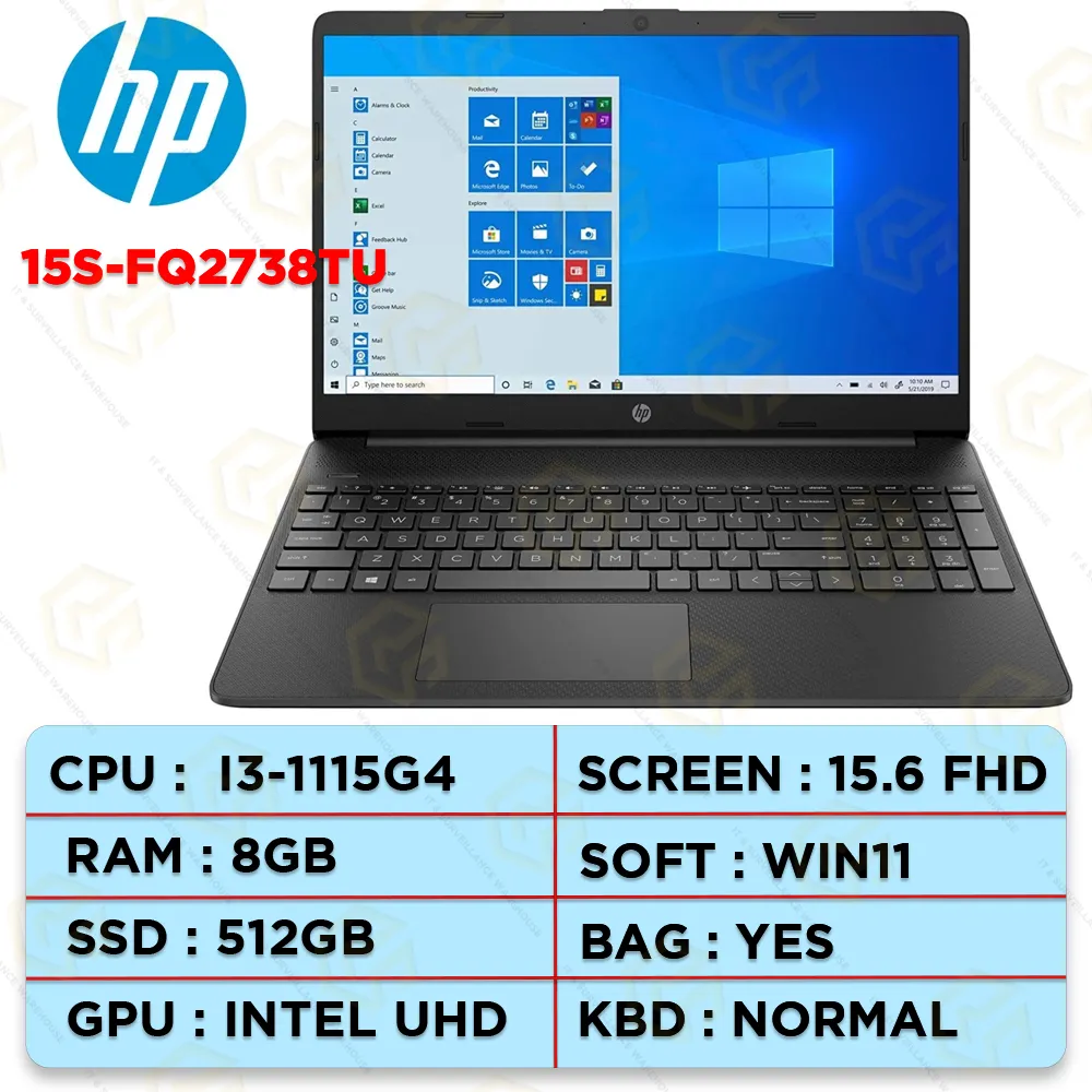 HP 15S-FQ2738TU CORE I3-11TH GEN 8GB/512GB/WIN11 MSO 2021 BLACK (WITH BAG)