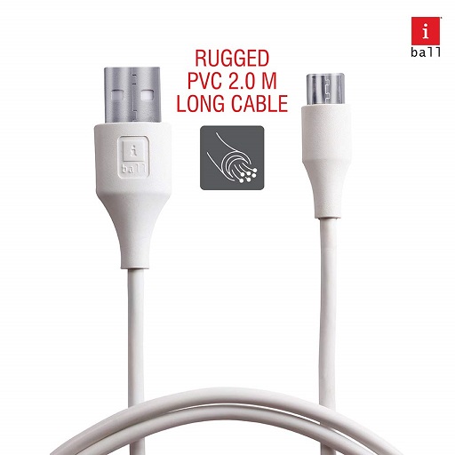 IBALL MICRO USB CABLE 2 METER WHITE