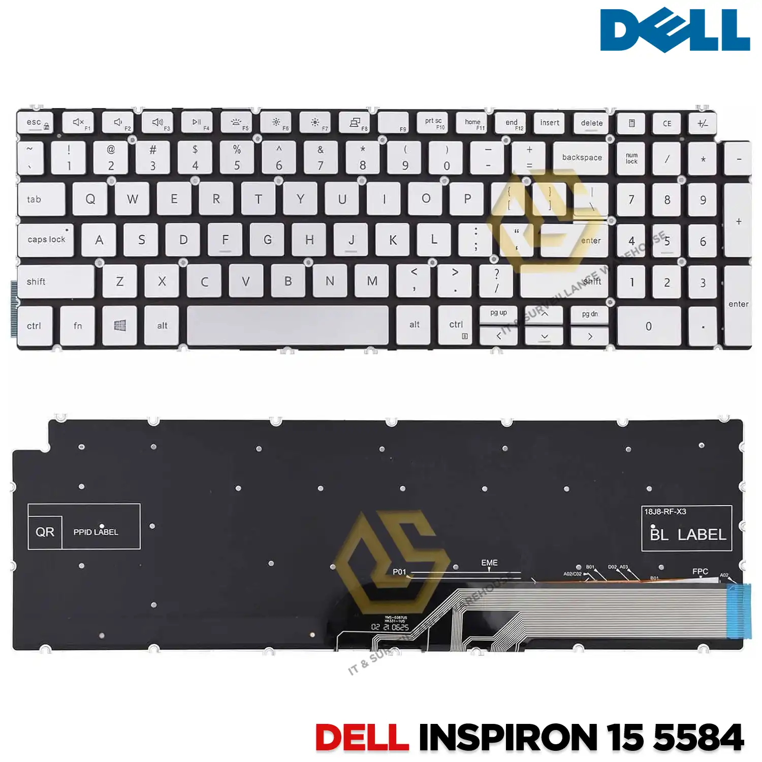 LAPTOP KEYBOARD FOR DELL INSPIRON 15 5584 (SILVER)