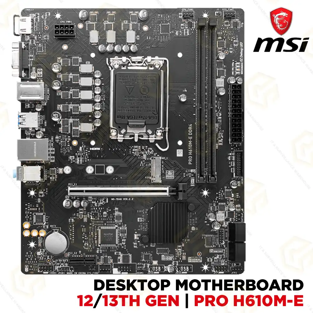 MSI H610M-E DDR4 MOTHERBOARD LGA1700 12/13TH GEN (3YEAR)
