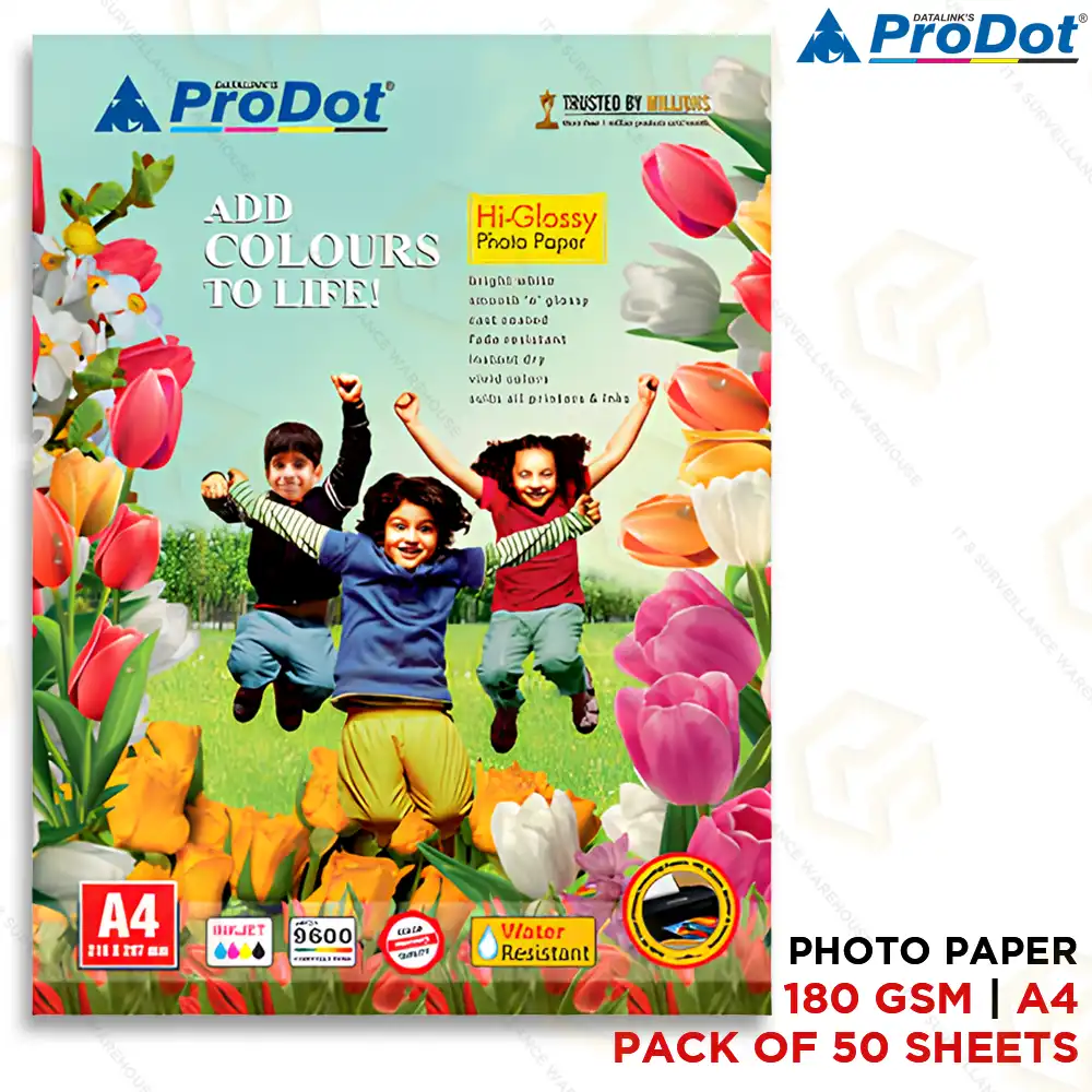 PRODOT GLOOSY PAPER A4 SIZE 180GSM (PACK OF 50 PAPERS)