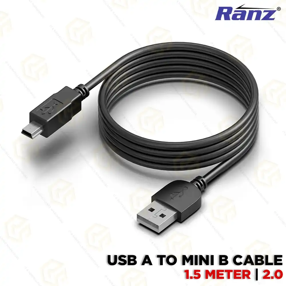 RANZ USB TO MINI USB 5 PIN PREMIUM 1.5MTR CABLE