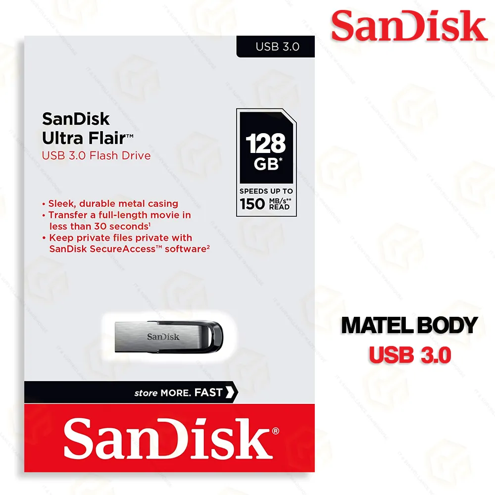SANDISK 128GB ULTRA FLAIR 3.0 PEN DRIVE | METAL BODY (SDCZ73-032G-I35)