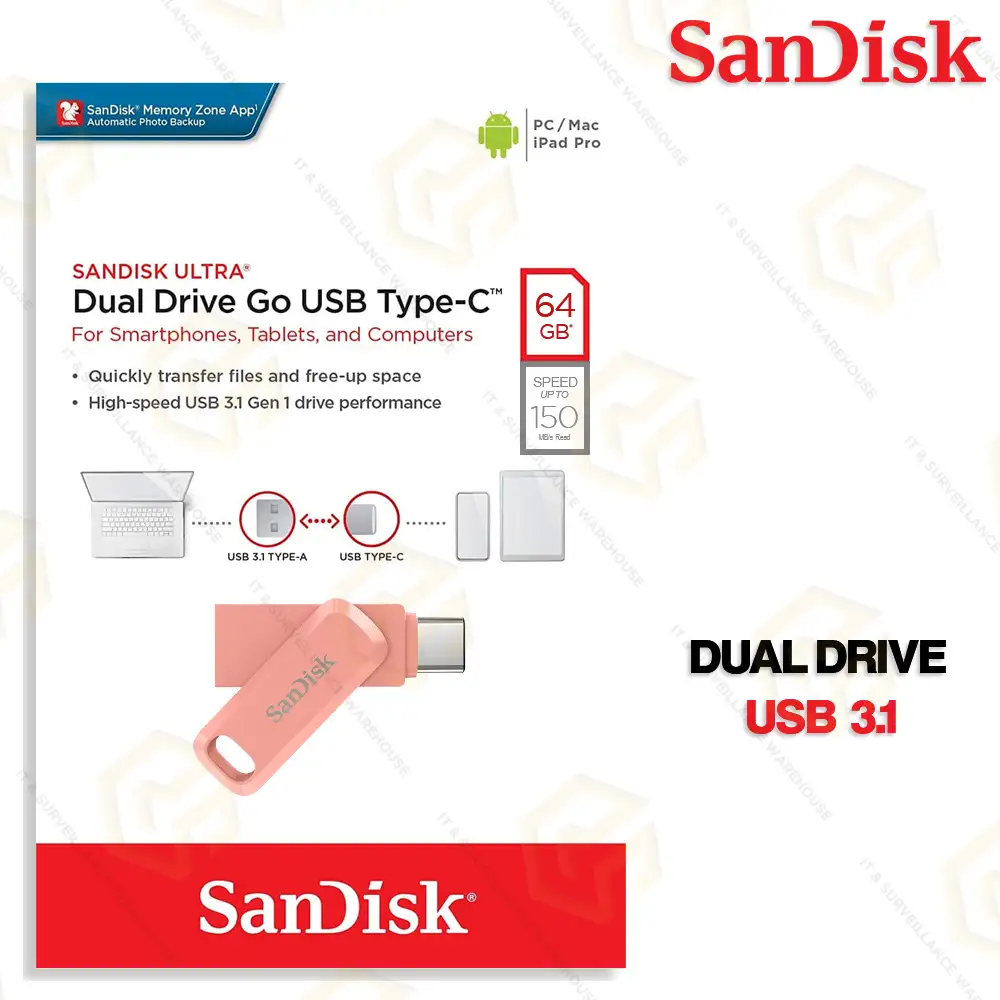 SANDISK 64GB TYPE-C DUAL PEN DRIVE 3.0 (SDDC3-64PC-I35PC)