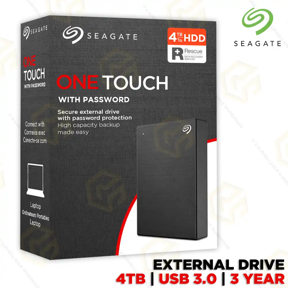 SEAGATE 4TB 2.5" EXTERNAL ONE-TOUCH HARD DRIVE BLACK (3YEAR)