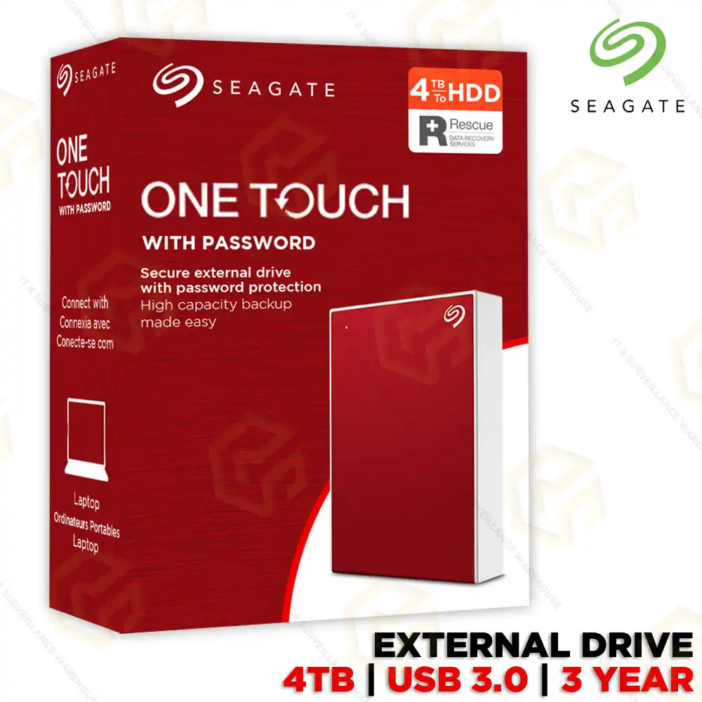 SEAGATE 4TB ONE TOUCH EXTERNAL HARD DRIVE 2.5" RED (3YEAR)