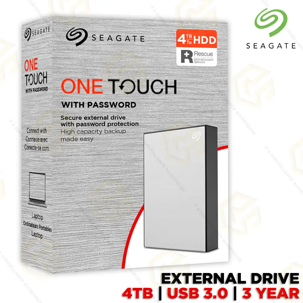 SEAGATE 4TB ONE TOUCH PASSWORD EXTERNAL GRAY