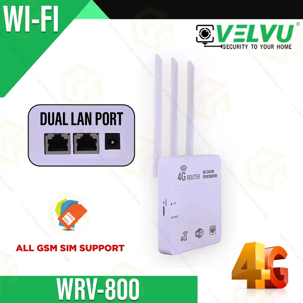 VELVU 4G ROUTER WITH WRV-800 WITH 2 LAN PORT (2 YEAR)