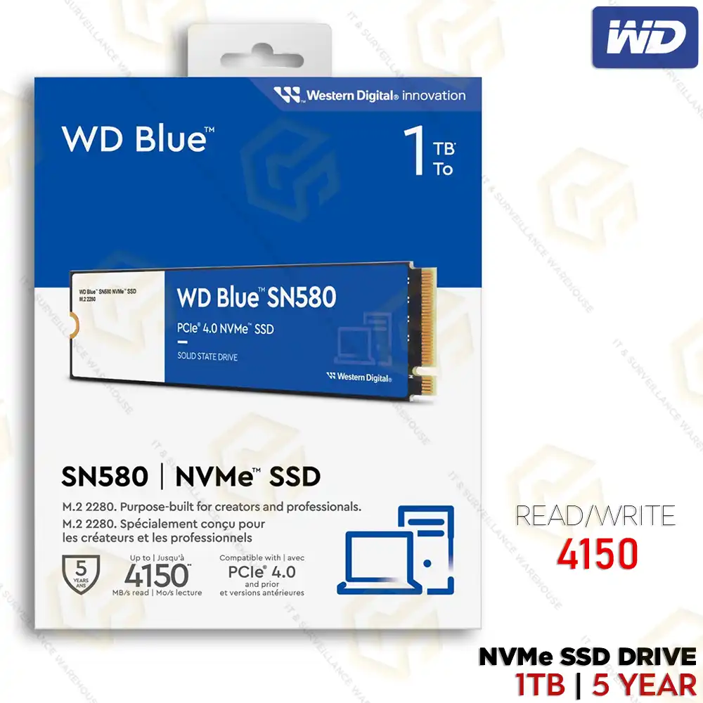 WD SN580 1TB NVME BLUE SSD (5 YEAR)