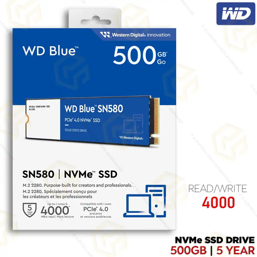 WD SSD BLUE 500GB NVME SN580 (5YEAR)