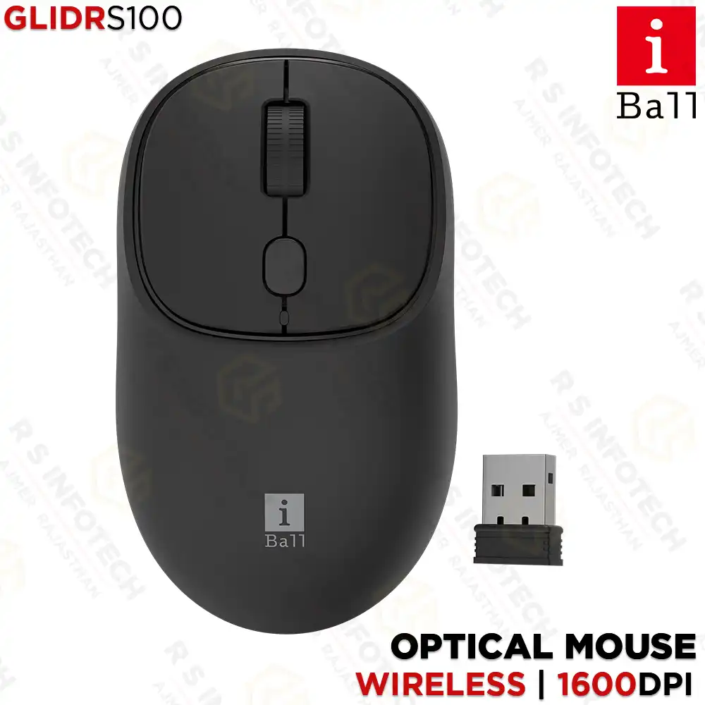 IBALL GLIDR S100 1600 DPI DUAL MODE WIRELESS MOUSE | BLUETOOTH + 2.4GHz (BLACK)