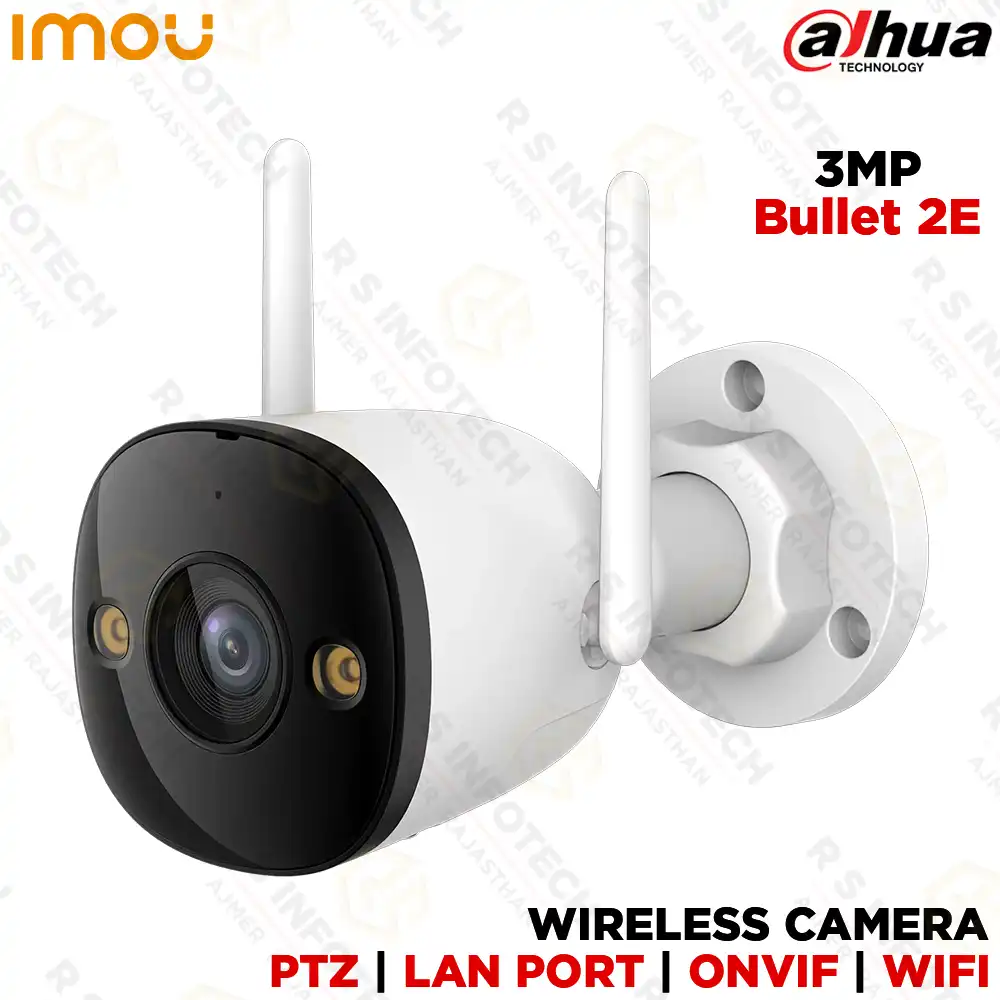 IMOU BULLET 2E 3MP WIFI COLOR+MIC | BULLET CAMERA | HUMAN DETECTION | LAN PORT (2 YEAR)