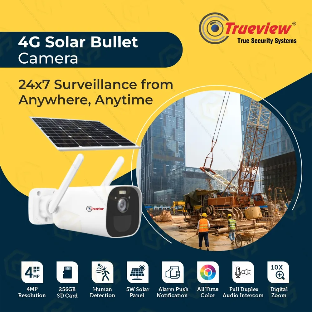 TRUEVIEW 4MP 4G SOLAR BULLET CAMERA WITH 48HRS BATTERY BACKUP (2YEAR)