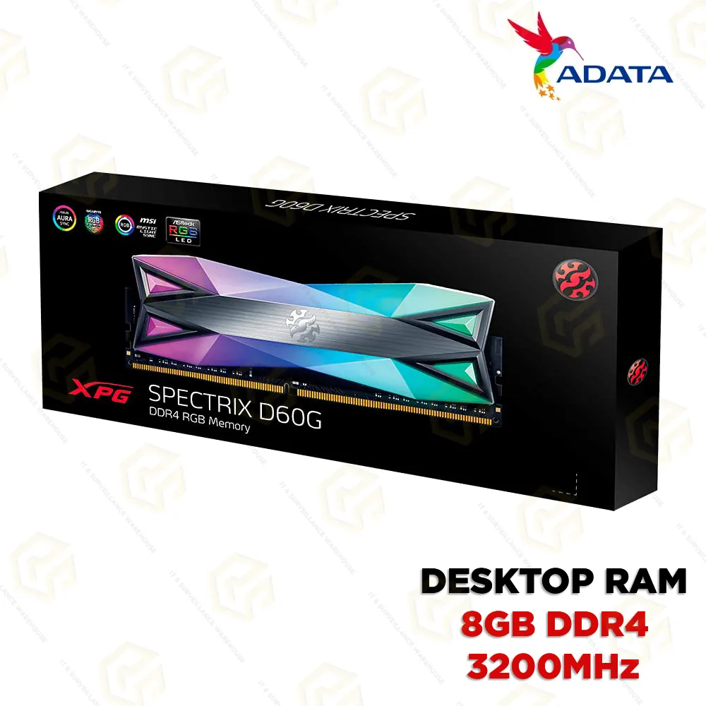 ADATA DDR4 8GB 3200MHZ D60G RGB RAM (3YEAR)