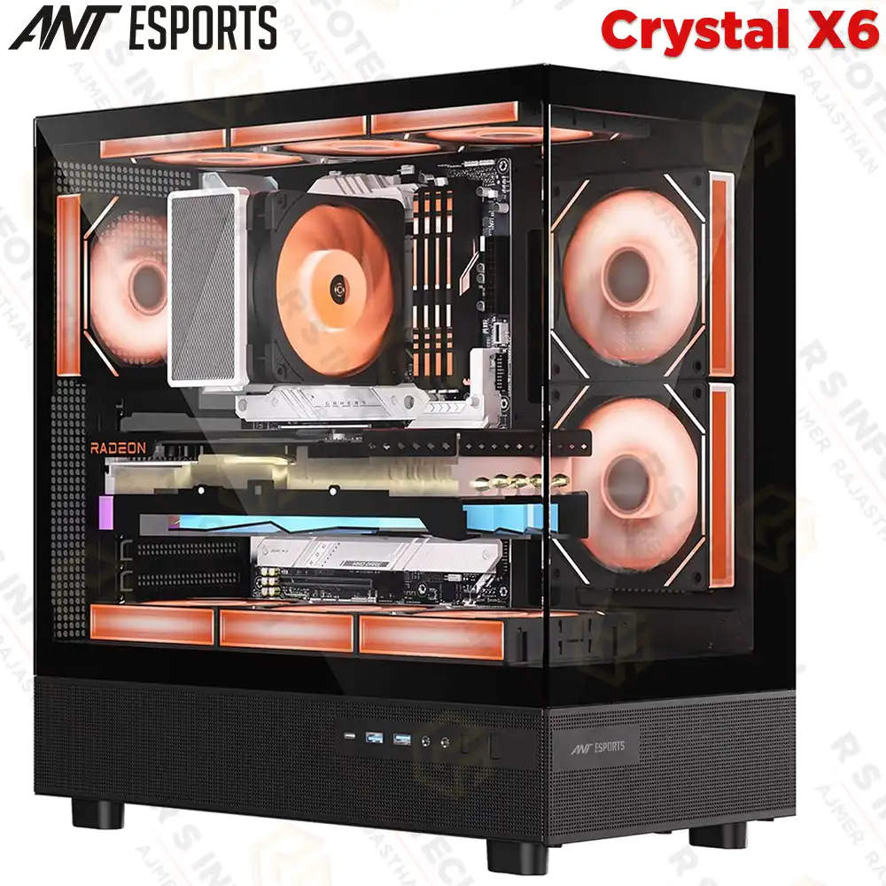 ANT ESPORTS CRYSTAL X6 LITE ATX MID-TOWER W/O GAMING CABINET | BLACK