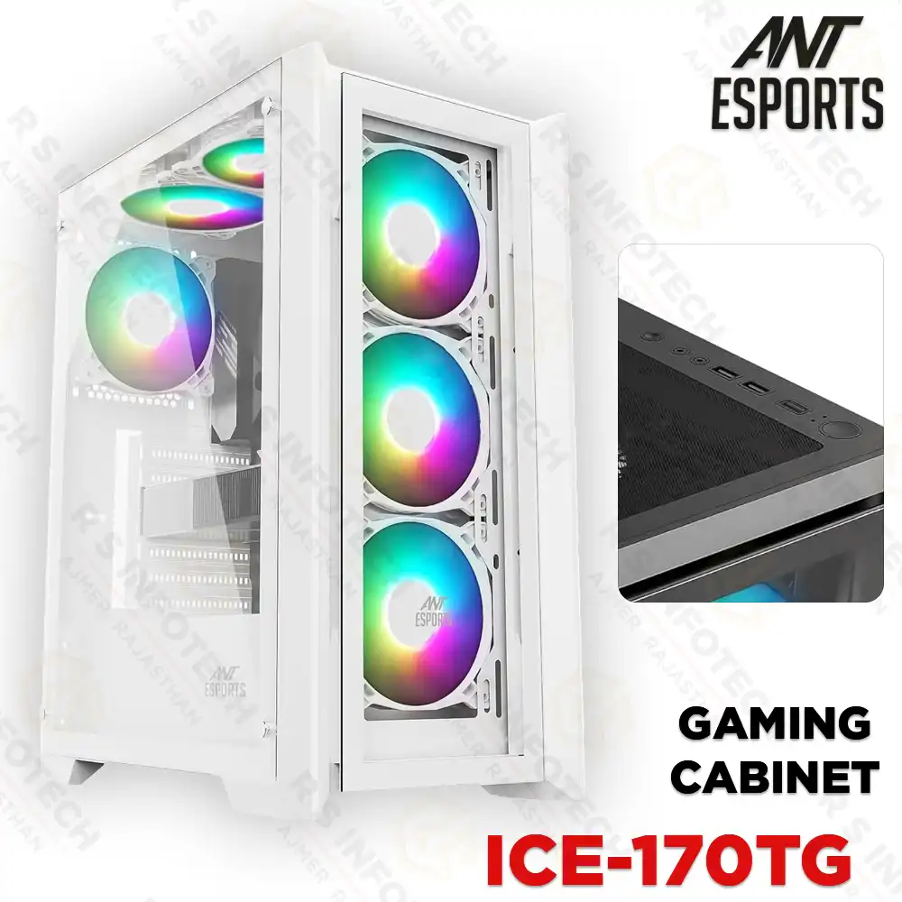 ANT ESPORTS ICE-170TG MICRO ATX WHITE GAMING CABINET W/O SUPPLY