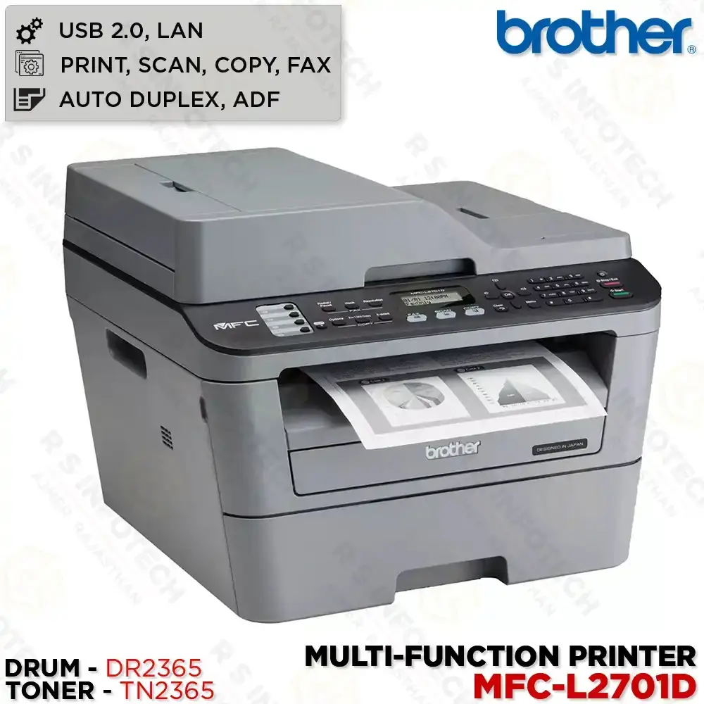 BROTHER MFC-L2701D MULTI-FUNCTION LASER PRINTER (FAX, AUTO DUPLEX)