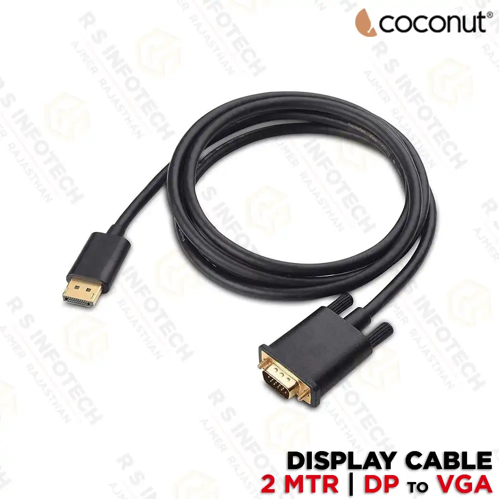 COCONUT 2MTR DP TO VGA DISPLAY CABLE | VIDEO CONVERTER | FULL HD | DP TO VGA