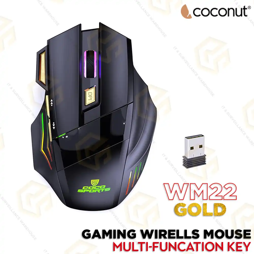 COCONUT WIRELESS GAMING MOUSE WM22-GOLD