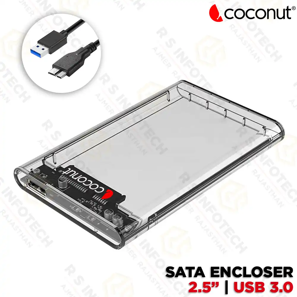 COCONUT X22 SATA 3.0 TRANSPARENT 2.5-INCH HDD/SSD CASE | PLUG & PLAY | USB 3.0