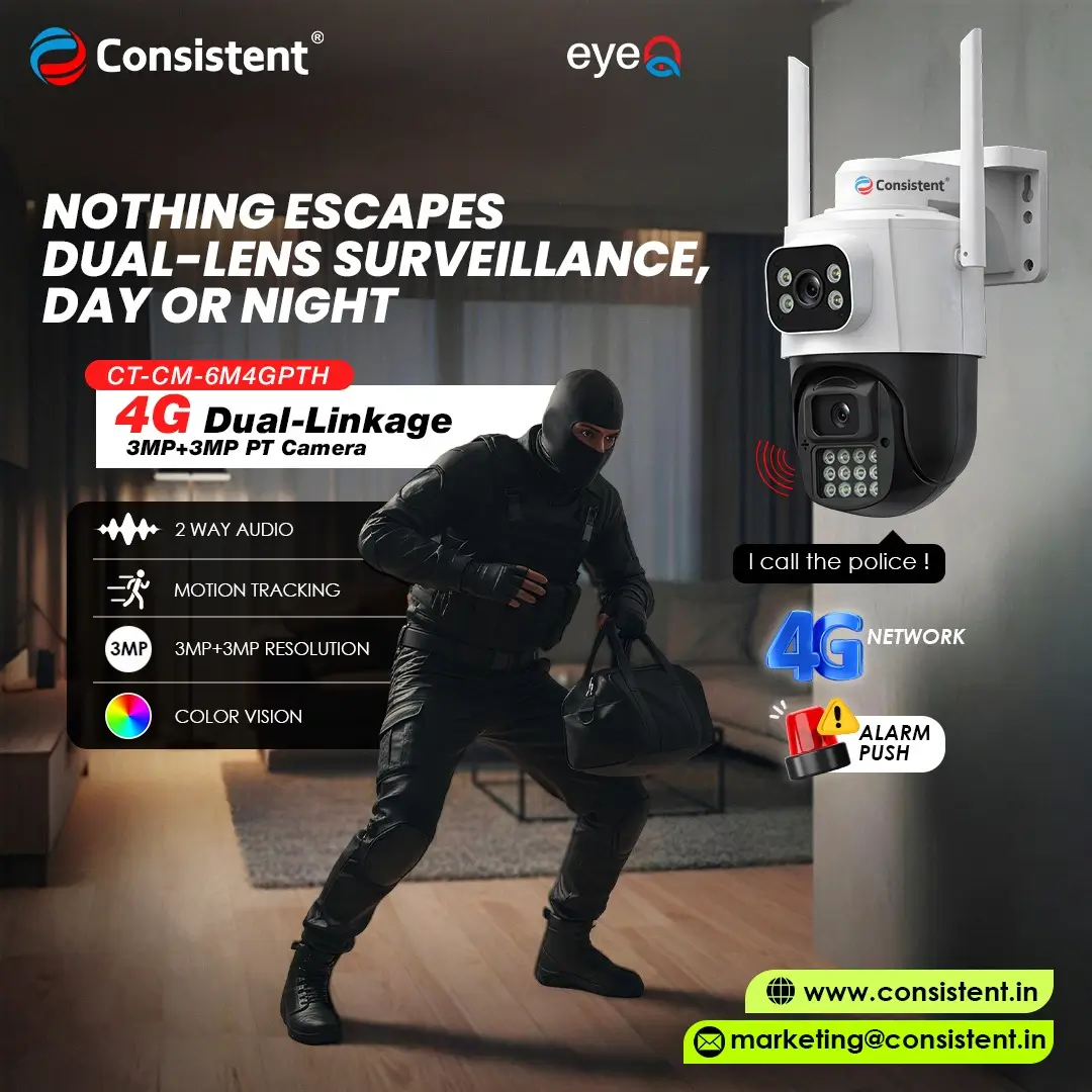 CONSISTENT 4G 3MP+3MP LINKAGE MINI PT CAMERA | CT-CM-6M4GPTH