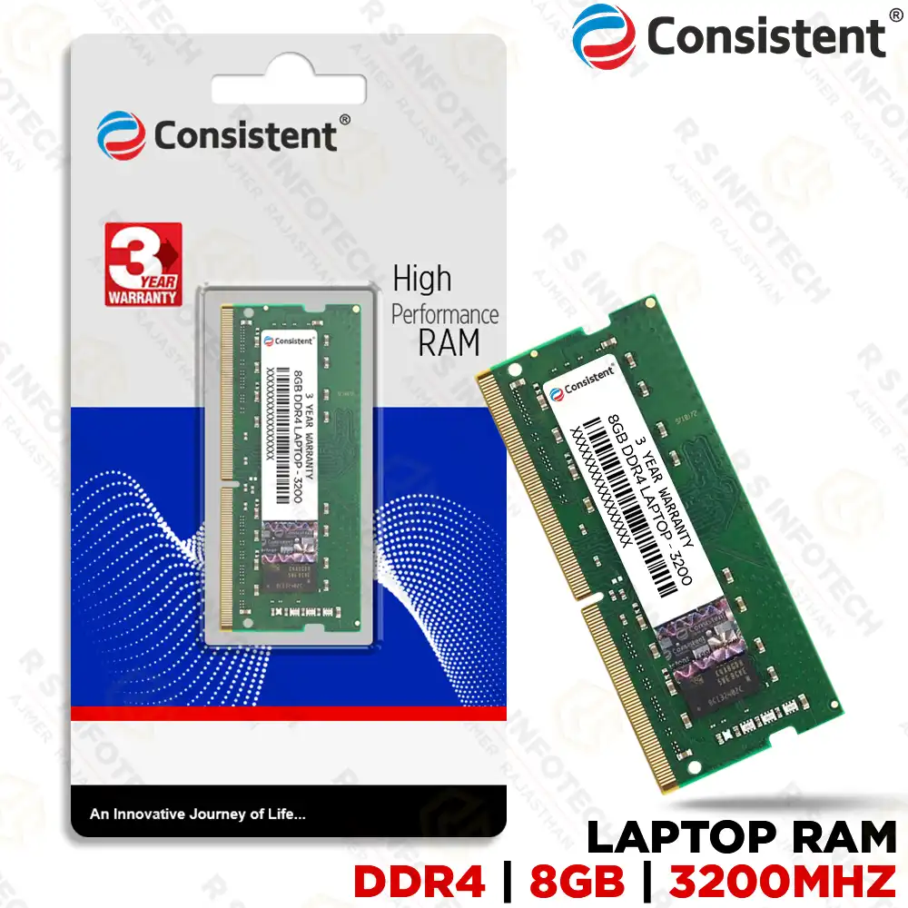 CONSISTENT 8GB DDR4 3200MHZ LAPTOP RAM (3 YEAR)